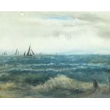 Arthur Phillips (British exh.1887-1892): 'North Sea', watercolour signed and dated 1918, 20cm x 25cm