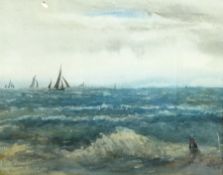 Arthur Phillips (British exh.1887-1892): 'North Sea', watercolour signed and dated 1918, 20cm x 25cm