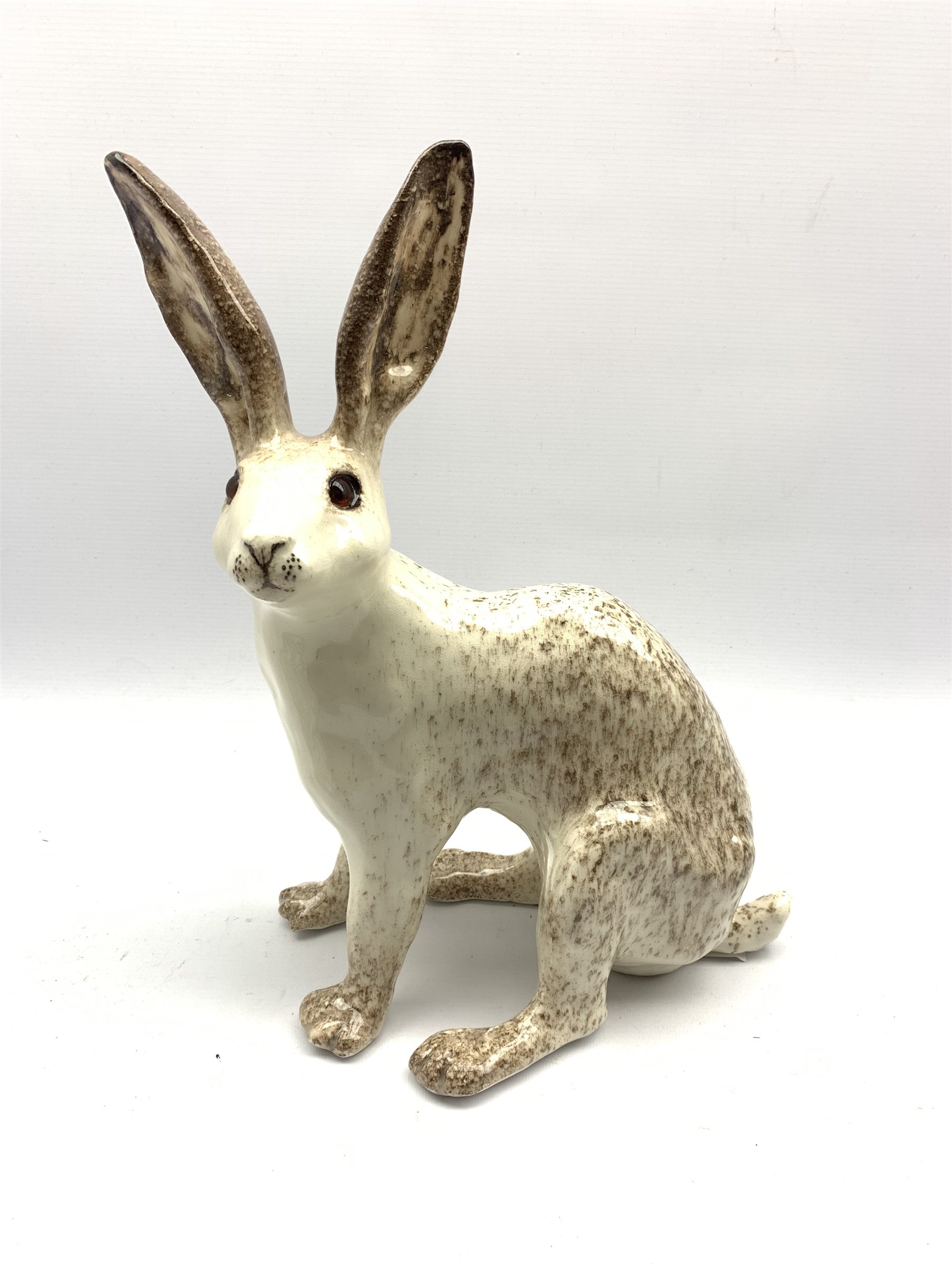 Large Winstanley Pottery white glazed model of a Hare (size 9) H37.5cm