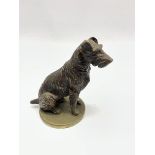 Bronze car mascot in the form of a seated terrier with traces of original paint H10cm