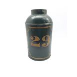 19th century Toleware tea canister of cylindrical form, H42cm