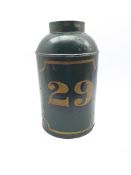 19th century Toleware tea canister of cylindrical form, H42cm