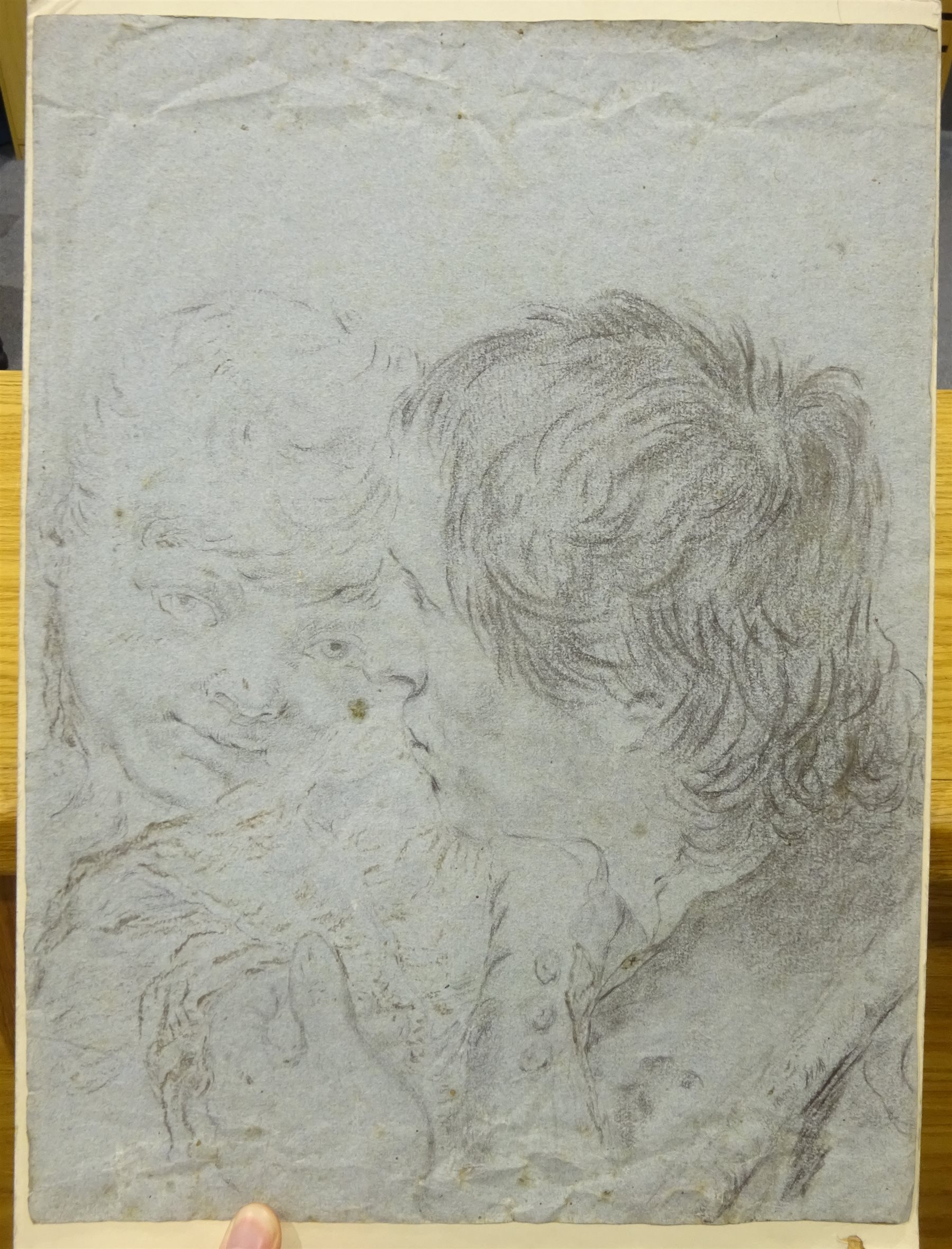 Circle of Sir Joshua Reynolds (British 1723-1792): Study of a Bearded Gentleman with Staff, pen and - Image 3 of 4