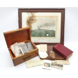 Naval pine ditty box and various naval memorabilia relating to W.E. Dunning including programme of t