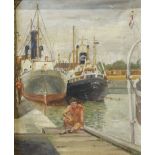 Sybil Brown (British mid 20th century): 'Dutch Sailors at Boston', oil on canvas signed, titled on l