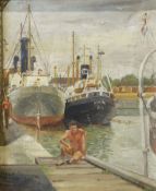 Sybil Brown (British mid 20th century): 'Dutch Sailors at Boston', oil on canvas signed, titled on l