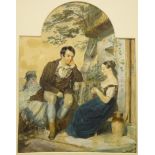 Robert Thorburn (Scottish 1818-85): Robert Burns and Highland Mary, watercolour unsigned 1837, 38.5c