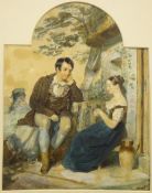 Robert Thorburn (Scottish 1818-85): Robert Burns and Highland Mary, watercolour unsigned 1837, 38.5c