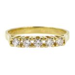 18ct gold five stone round brilliant cut diamond ring, stamped 750