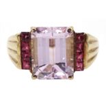 9ct gold kunzite ring, hallmarked