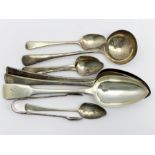 Pair of George III silver table spoons by John Jackson, London 1805, George III fiddle pattern silve