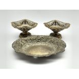 Pair of Victorian silver sweetmeat dishes on pedestal bases London 1894 Maker Phineas Harris Levi an