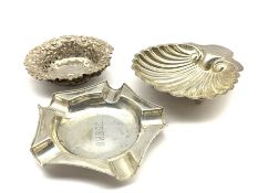 Victorian silver shell shape butter dish London 1893, late Victorian silver sweetmeat dish, another
