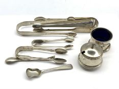 Two pairs of early 19th Century silver sugar tongs, pair of William IV silver fiddle pattern tongs,