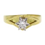 14ct gold round brilliant cut diamond ring, stamped 585, diamond approx 0.25 carat