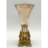 Silver and silver gilt limited edition Gloucester Cathedral goblet commemorating the foundation in A