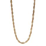 9ct tri-coloured gold weave necklace, approx 6.66gm