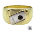 14ct white and yellow gold ring set with a cubic zirconia, stamped 585