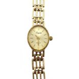 Royal 9ct gold ladies quartz bracelet wristwatch, hallmarked