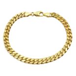 Gold flattened curb link bracelet, stamped 14K, approx 22.41gm