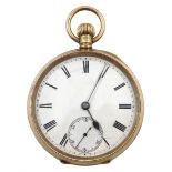 Edwardian 9ct gold pocket watch top wind, movement stamped 'Warranted English', No.11828, case by Aa