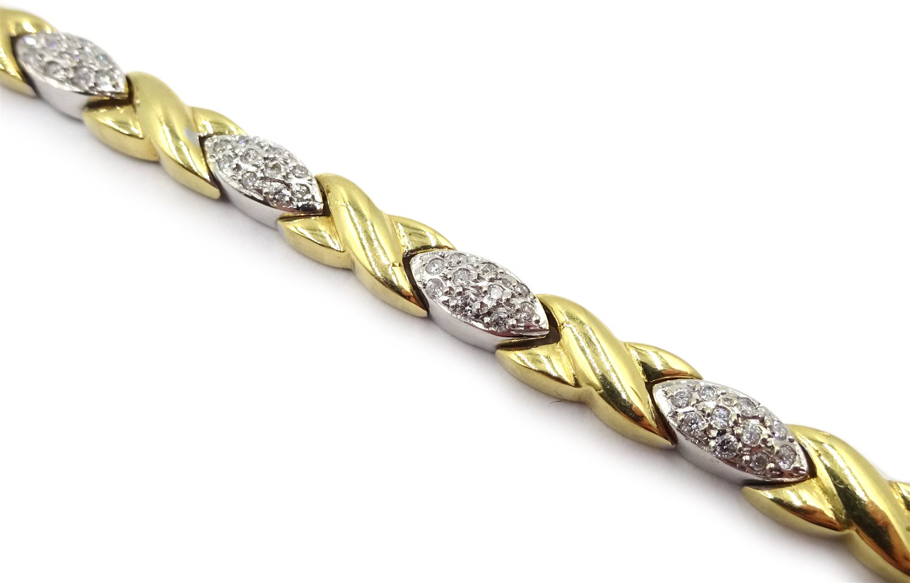 18ct white and yellow gold diamond set bracelet, stamped 750 - Image 2 of 3