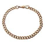 Gold curb link bracelet with clip, each link stamped 375, approx 13.75gm