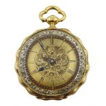 Swiss 18ct gold ladies pocket watch, key wound, hallmarked