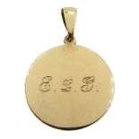 9ct gold engraved pendant stamped 375, approx 9gm