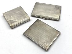 Three silver cigarette cases, engine turned decoration by Frederick Field Ltd, Birmingham 1966, Brav