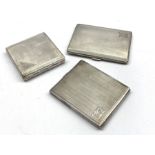 Three silver cigarette cases, engine turned decoration by Frederick Field Ltd, Birmingham 1966, Brav