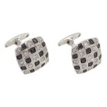 Pair of 18ct white gold black and white diamond clufflinks, stamped 18K 750