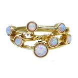 Silver-gilt multi opal ring, stamped Sil