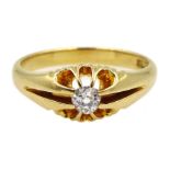Early 20th century gold single stone old cut diamond ring, stamped 18ct, makers mark H & S, diamond
