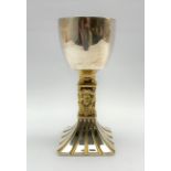 Silver and silver gilt limited edition Exeter Cathedral goblet with gilt stem on a spreading foot 1
