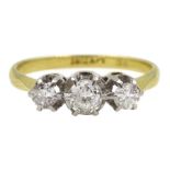 Gold three stone diamond ring, stamped 18ct & Pt