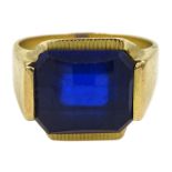 12ct gold briolette cut synthetic blue stone ring