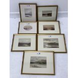 A D Young - Pair of coastal watercolours, signed 12cm x 18cm and five small watercolours by the same
