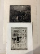 David Law after Gustave Dore, artist signed etching 'night scene in east London', 24cm x 18cm and Da