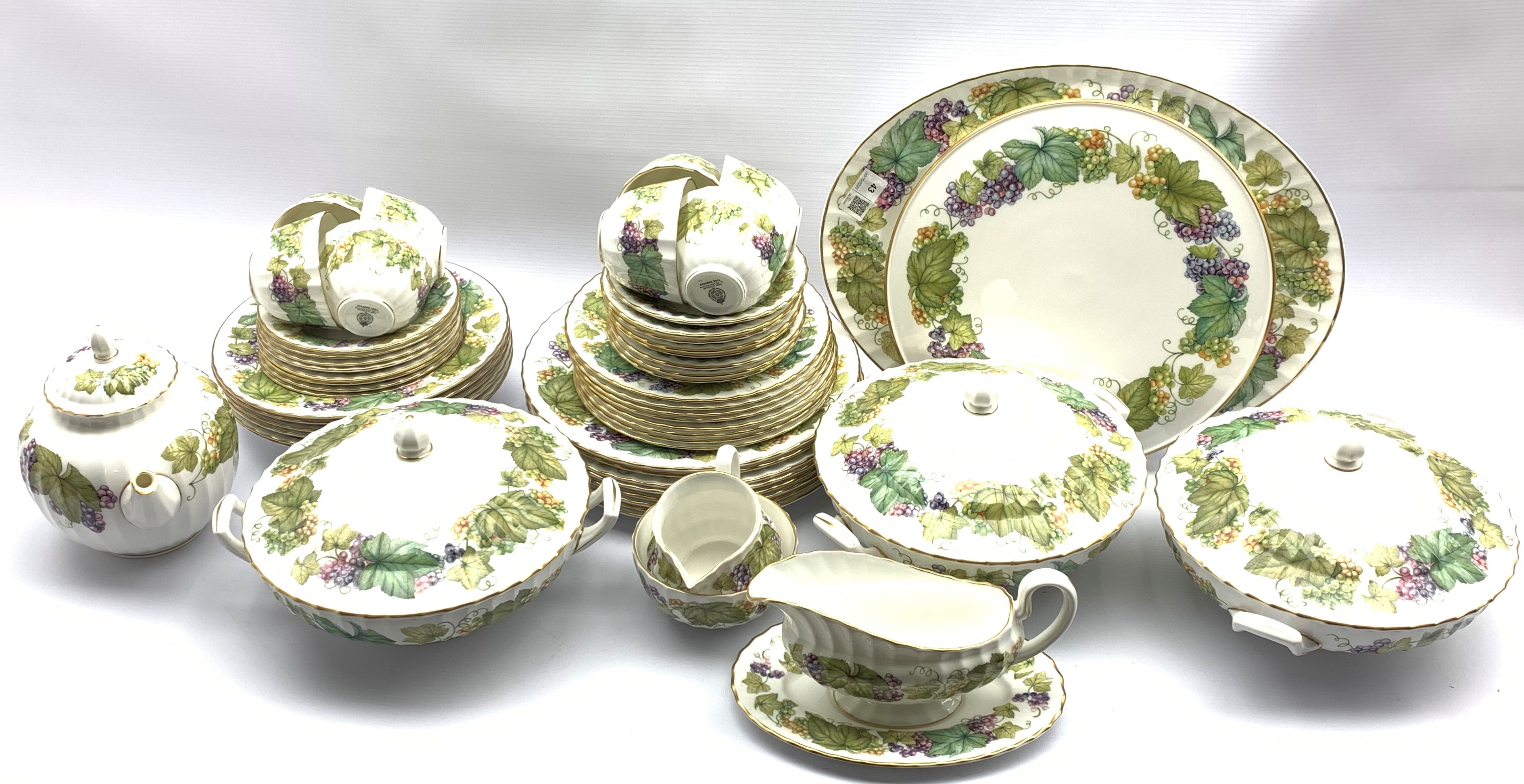 Royal Worcester 'Vine Harvest' pattern table service comprising eight dinner plates, eight dessert p