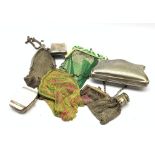 Art Deco Whiting and Davis Co. USA mesh hand bag, two other early 20th century mesh purses, two silv