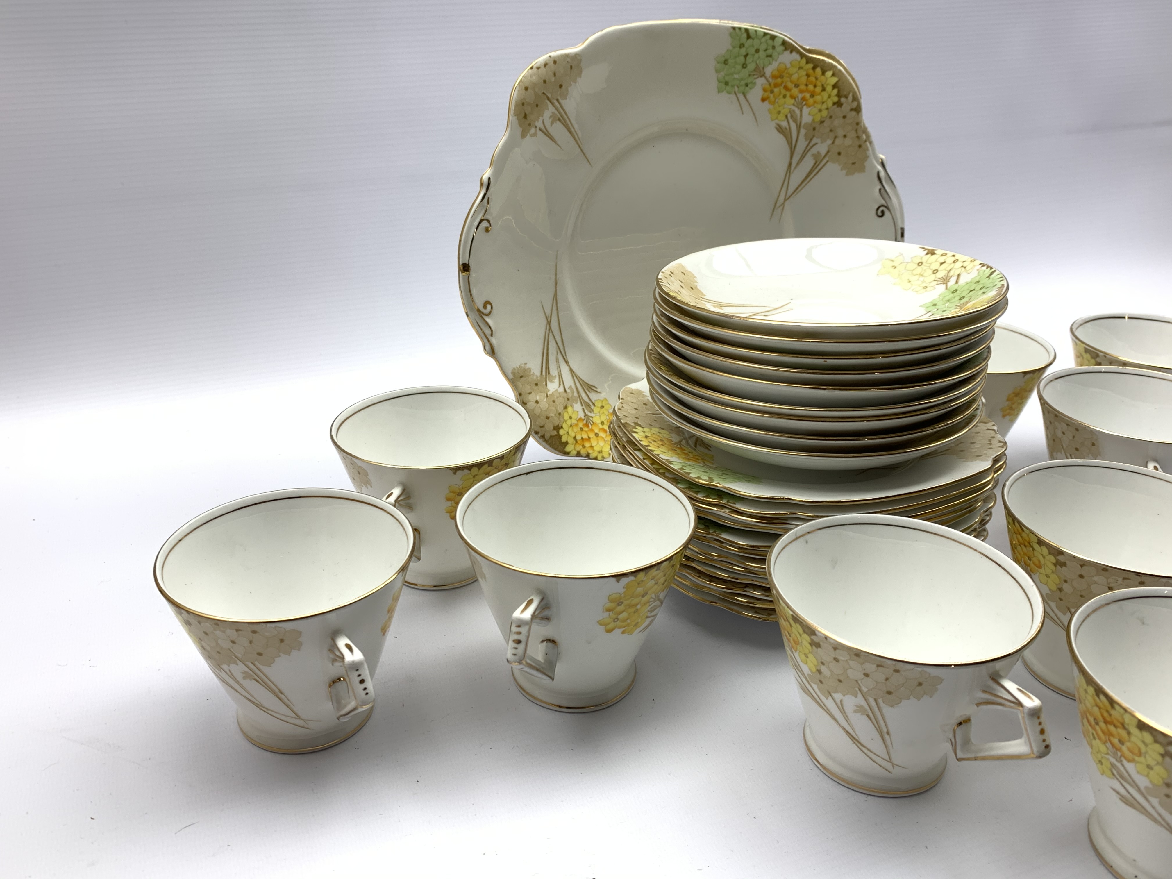 Art Deco Royal Standard Valencia pattern tea set comprising nine cups & saucers, twelve tea plates a - Image 3 of 3