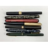 Two Conway Stewart fountain pens both with '14ct' gold nibs, Wyvern fountain pen, Waterman's fountai