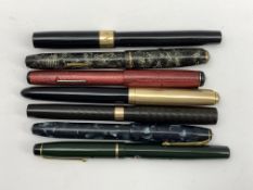 Two Conway Stewart fountain pens both with '14ct' gold nibs, Wyvern fountain pen, Waterman's fountai