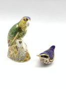 Royal Crown Derby limited edition 'Amazon Green Parrot' paperweight No. 412/2500 with certificate an