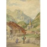 Fanny (Frances) Mary Minns (British 1847-1929): Alpine Village, watercolour signed and dated 1911, 2