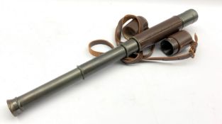 Leather cased five draw telescope by Broadhurst Clarkson & Co, London 83cm extended length