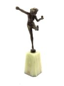 Art Deco bronze figure of a dancer on tapered onyx plinth (a/f) H25cm together with a Zsolnay reticu