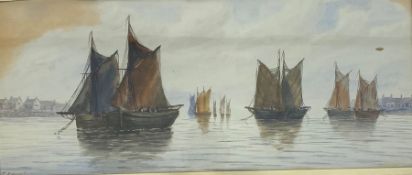 After Thomas Bush Hardy (British 1842-1897): Fishing vessels off the coast, watercolour bears signat