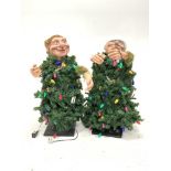 Pair of Animatronic display figures dressed as Christmas themed characters, H100cm approx